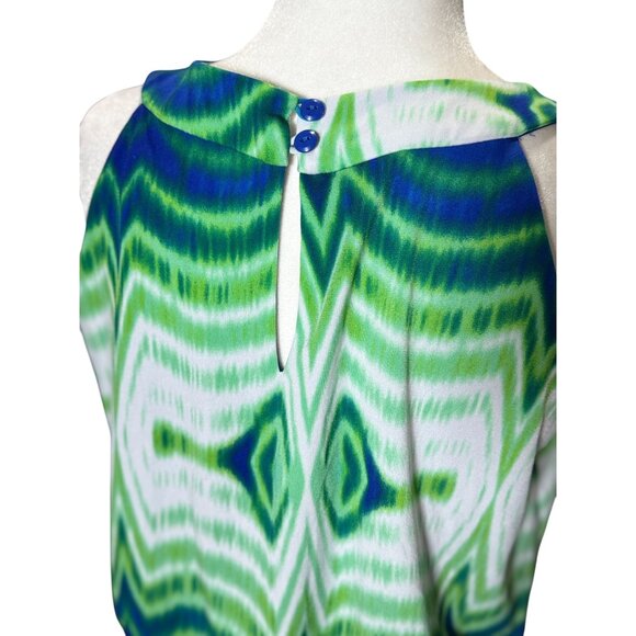 Donna Ricco 10 Tropical Ikat Sleeveless Maxi Dress Boho Style Vacation Summer - Picture 5 of 11